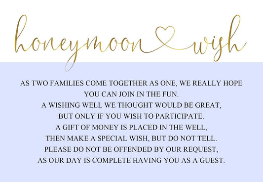Honeymoon Wishing Well Card Template, Honeymoon Wish, Honeymoon Fund, Honeymoon Request, Wish Card, Wedding Insert, Gold - Heather - SAVVY PAPER CO