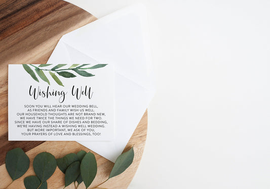Honeymoon Wishing Well Card Template, Honeymoon Wish, Honeymoon Fund, Honeymoon Request, Wish Card, Wedding Insert - Jasmine - SAVVY PAPER CO