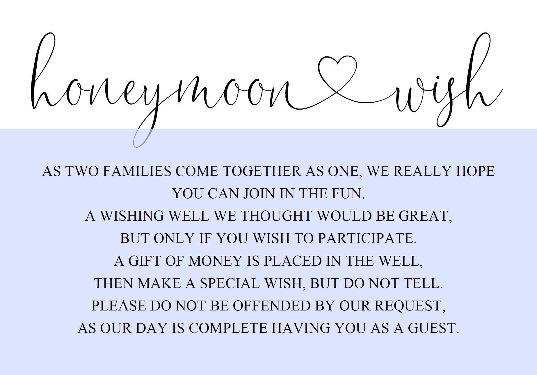 Honeymoon Wishing Well Card Template, Honeymoon Wish, Honeymoon Fund, Honeymoon Request, Wish Card, Wedding Insert, Rustic, - Heather - SAVVY PAPER CO