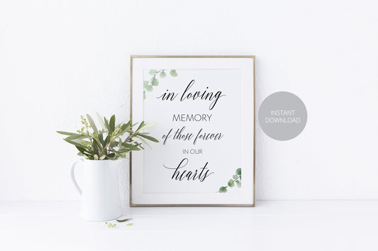 In loving memory, Memorial Sign, In memory of sign, Instant Download, Wedding Decor, Wedding Signs, Remembrance,Rustic Wedding - SAVVY PAPER CO
