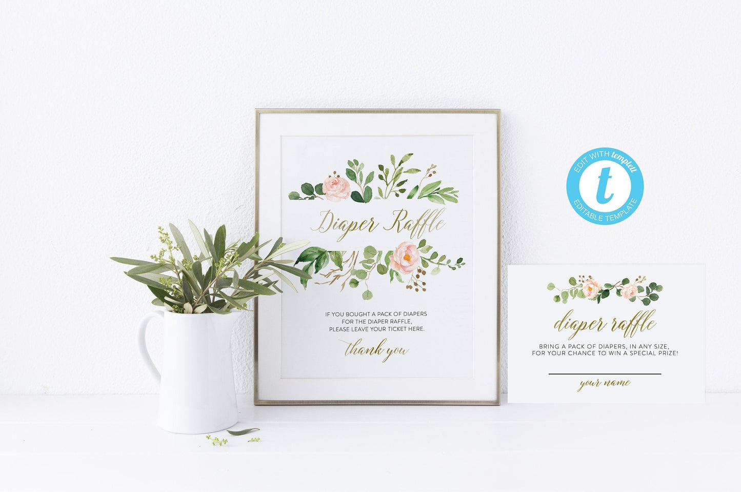 Instant Download Diaper Raffle Ticket Template, Printable Diaper Raffle Insert, Diaper Raffle Invitation, Diaper Raffle Game - ELISA - SAVVY PAPER CO