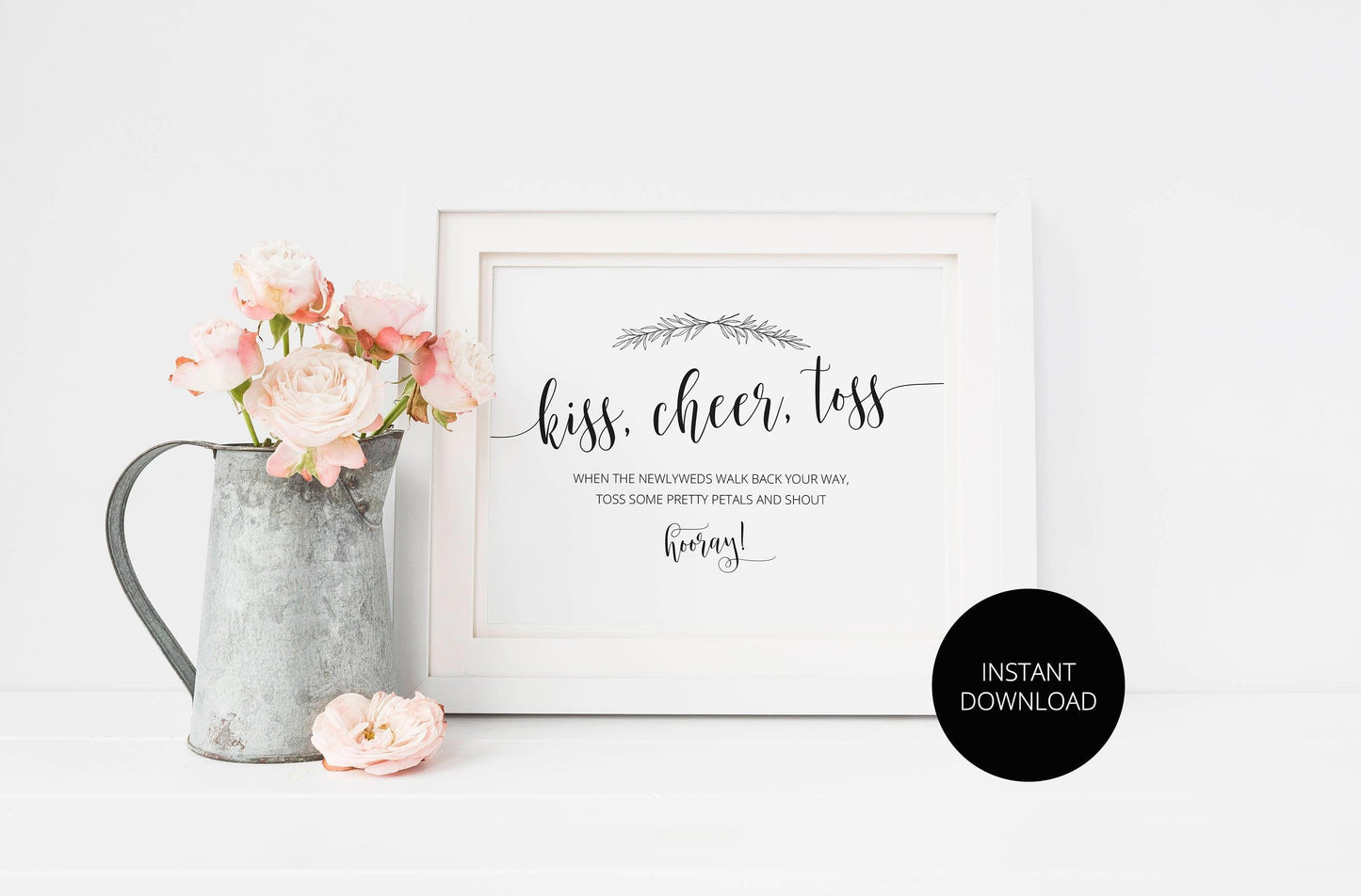 Kiss Cheer Toss Sign, Rustic Wedding, Wedding Printables, Instant Download, Wedding Signage, Reception Sign, Wedding Send Off, Petal Toss - SAVVY PAPER CO