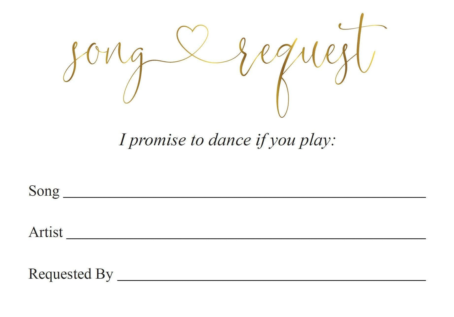 Let's dance card, Song Request Insert Card Template, Dancing Card, Dance Card, RSVP, Wedding Song Request, Gold - Heather - SAVVY PAPER CO