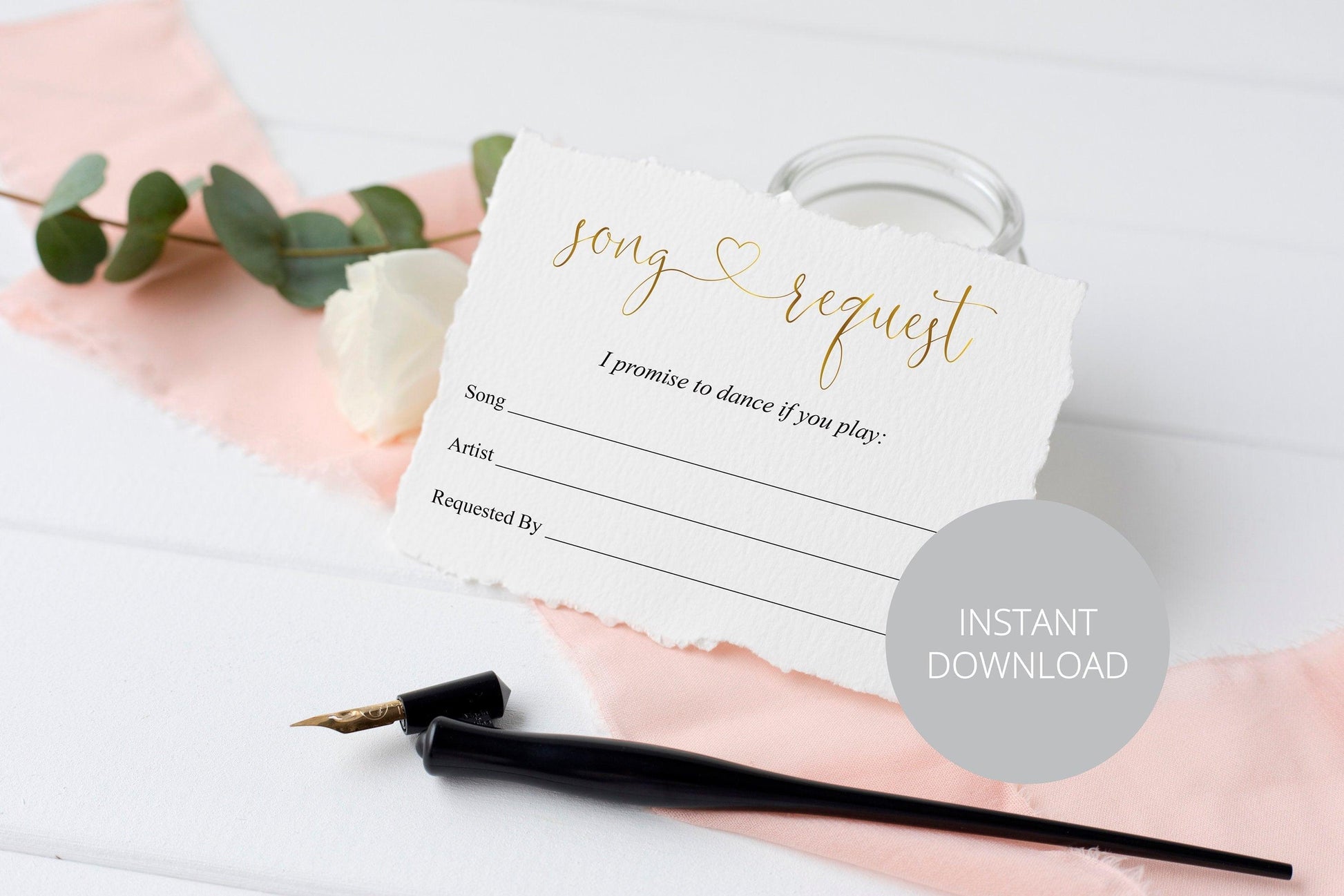 Let's dance card, Song Request Insert Card Template, Dancing Card, Dance Card, RSVP, Wedding Song Request, Gold - Heather - SAVVY PAPER CO