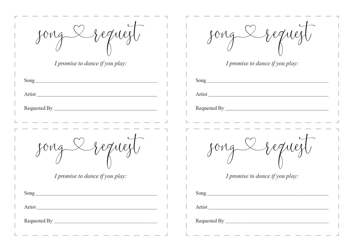 Let's dance card, Song Request Insert Card Template, Dancing Card, Dance Card, RSVP, Wedding Song Request, Rustic - Heather - SAVVY PAPER CO