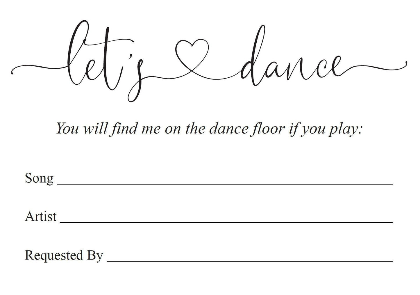 Let's dance card, Song Request Insert Card Template, Dancing Card, Dance Card, RSVP, Wedding Song Request, Rustic - Heather - SAVVY PAPER CO