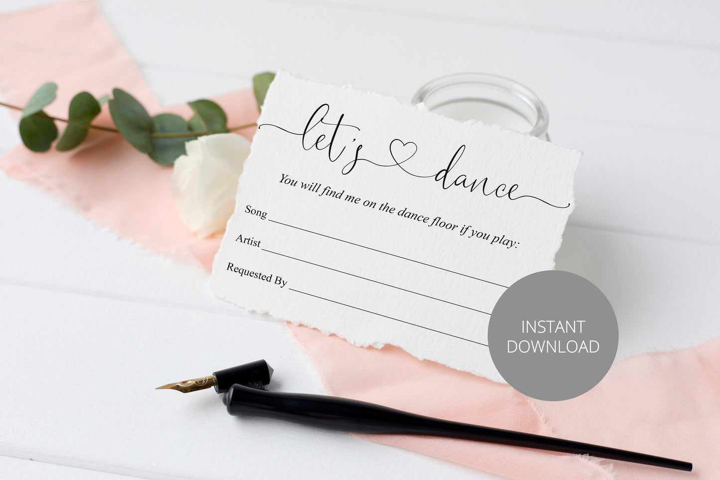 Let's dance card, Song Request Insert Card Template, Dancing Card, Dance Card, RSVP, Wedding Song Request, Rustic - Heather - SAVVY PAPER CO