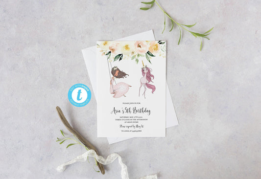 Magical Unicorn Invitation Template, Unicorn Birthday Invitation, Glitter Unicorn Invite, Instant Download #UNI - SAVVY PAPER CO