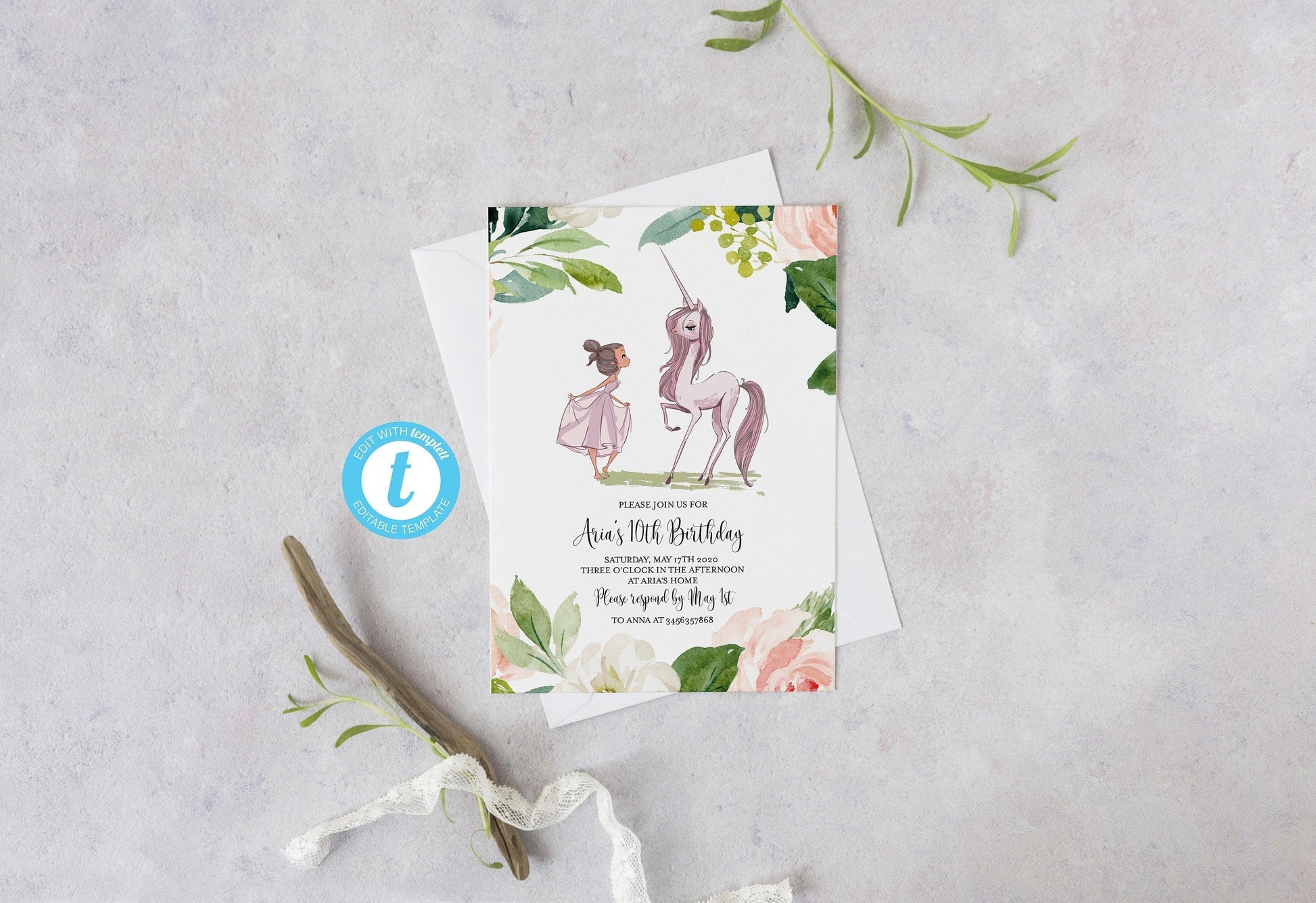 Magical Unicorn Invitation template, Unicorn Birthday Invitations, Instant Download, Unicorn Invites, #UNI - SAVVY PAPER CO