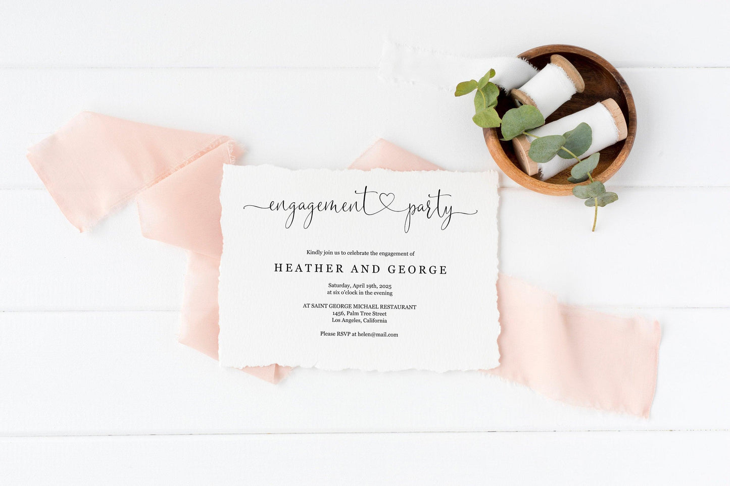 Minimal Engagement Party Invite, Printable Invitation, Engagement Invites, Invitation Template, Instant Download - Heather - SAVVY PAPER CO