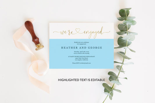 Minimal Engagement Party Invite Printable Invitation Engagement Invites Invitation Template Instant Download - Heather - SAVVY PAPER CO