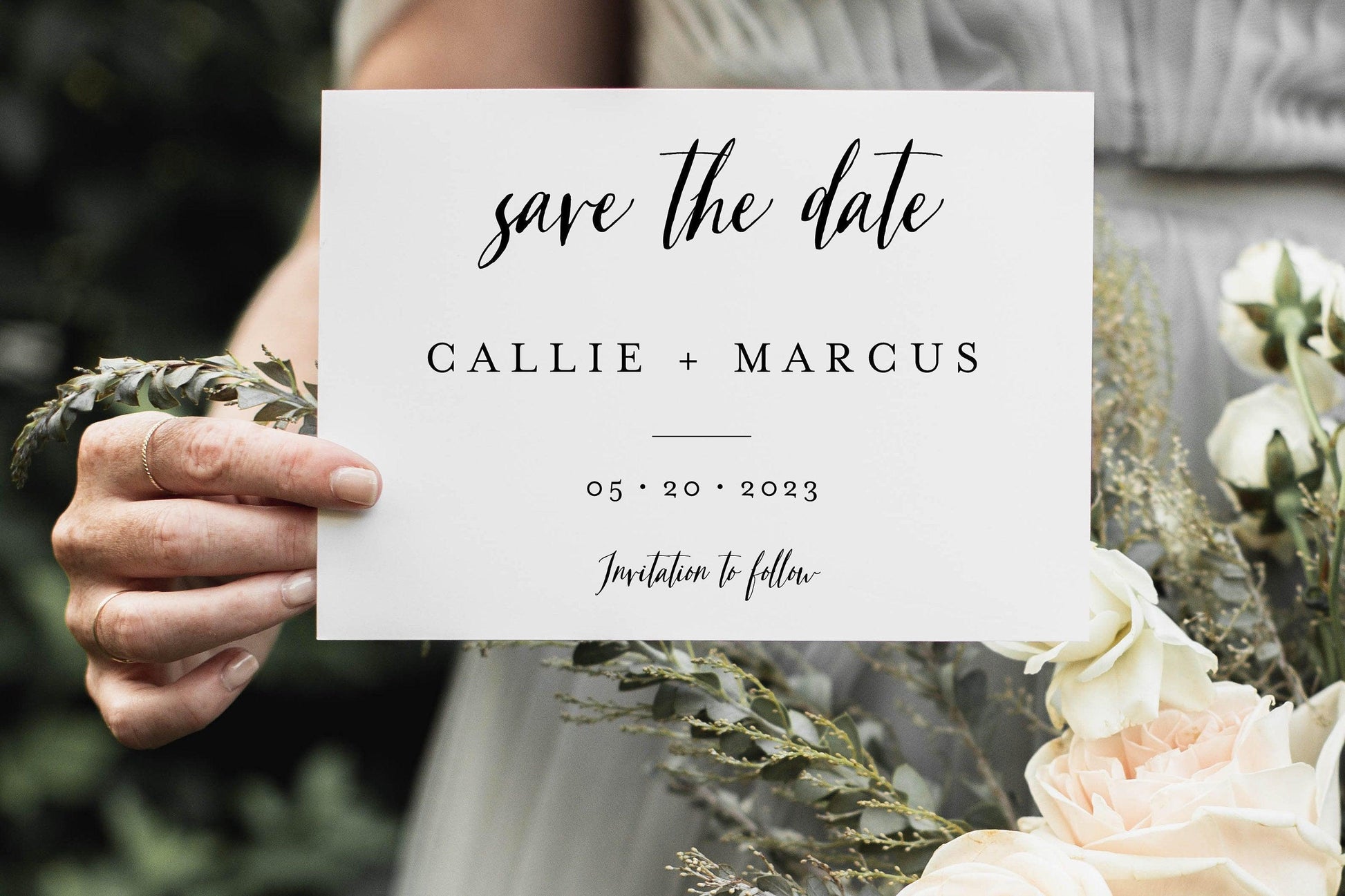 Minimal Save-the-Date Template Engagement Invite 100% editable Minimal - Callie - SAVVY PAPER CO