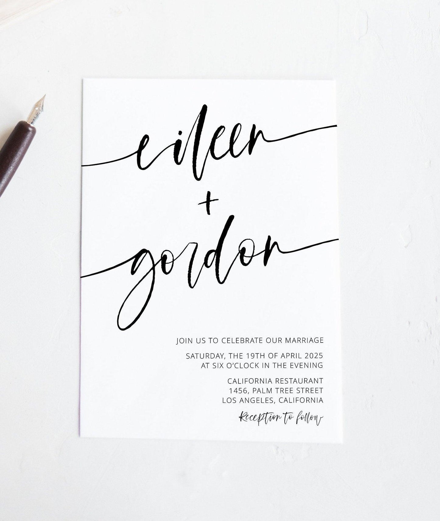 Minimal Wedding Invitation Template Instant Download Templett Printable Wedding Editable - Eileen - SAVVY PAPER CO