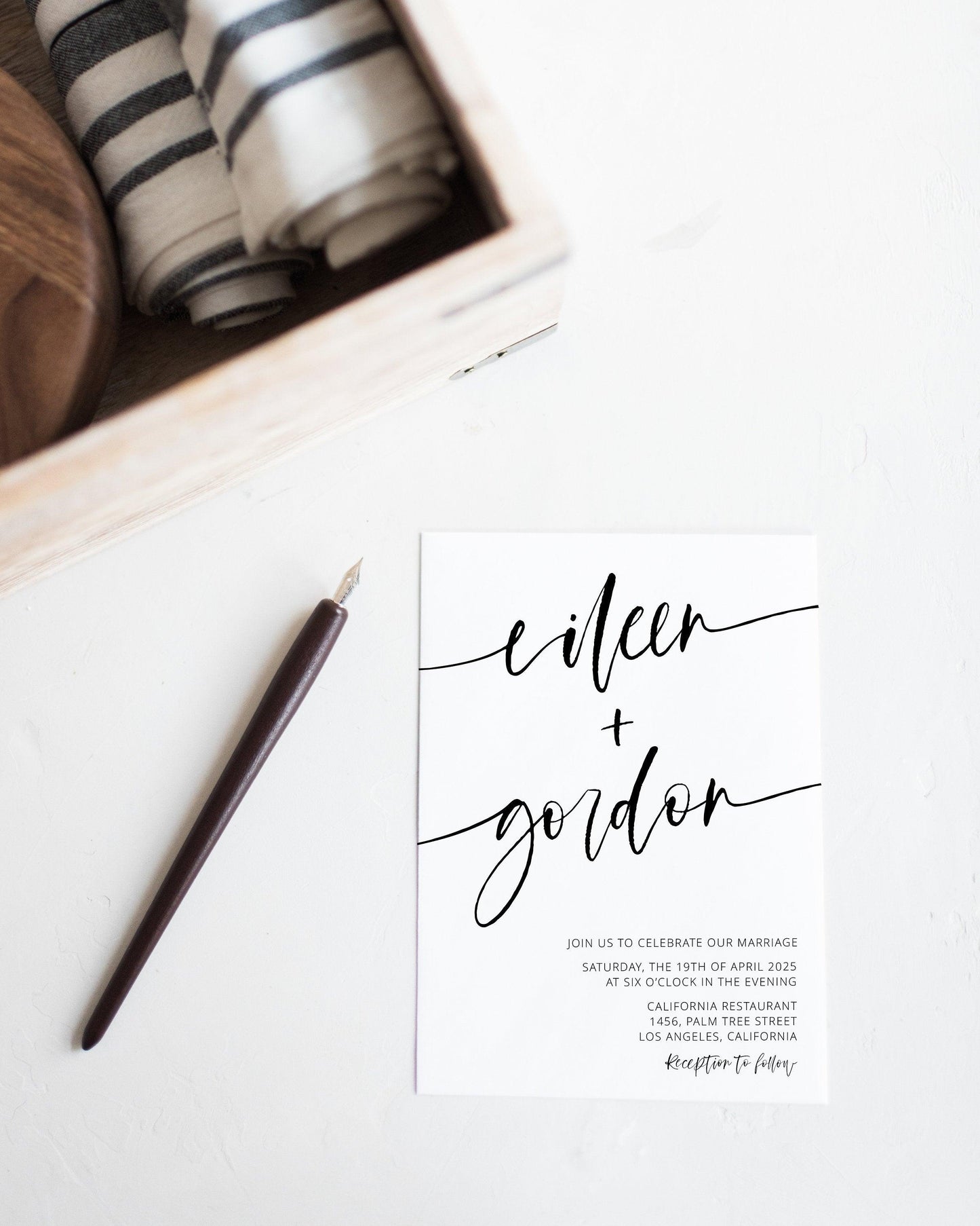 Minimal Wedding Invitation Template Instant Download Templett Printable Wedding Editable - Eileen - SAVVY PAPER CO