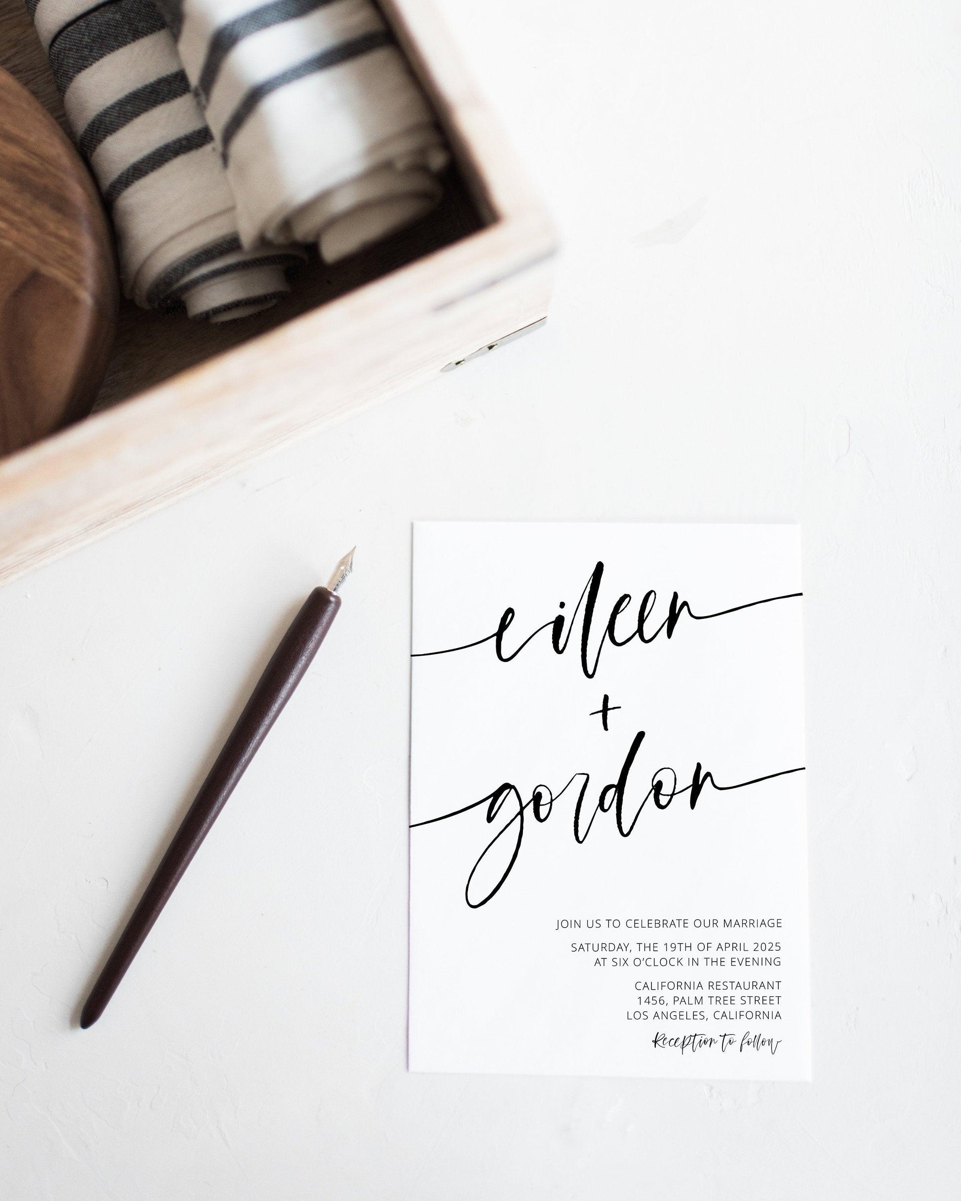 Minimal Wedding Invitation Template Instant Download Templett Printable Wedding Editable - Eileen - SAVVY PAPER CO