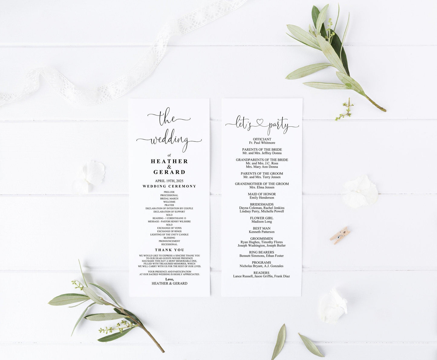 Minimal Wedding Program Template Printable Ceremony Programs Editable Template Instant download - Heather - SAVVY PAPER CO