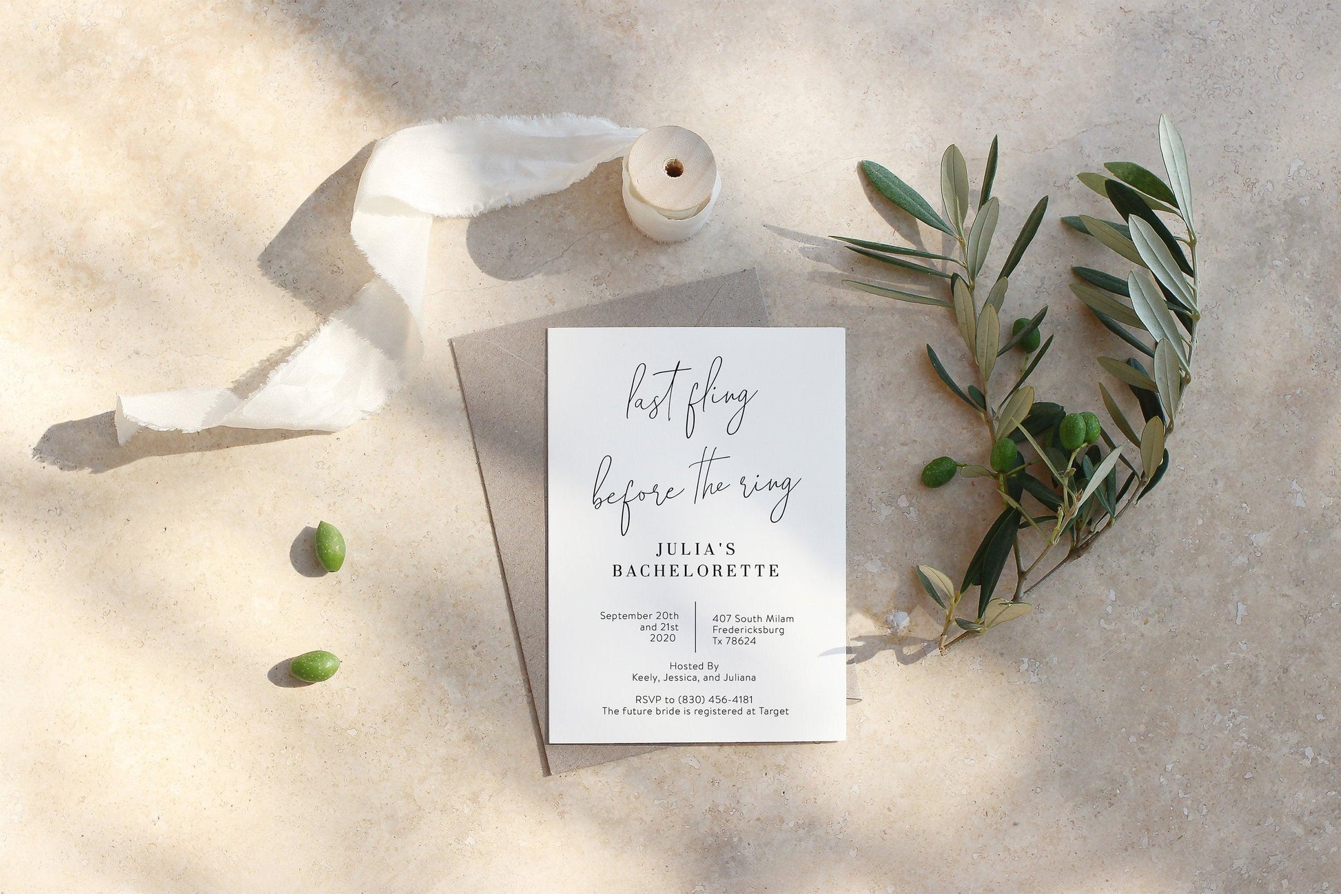 Minimalist Bachelorette Weekend Invite, DIY Editable Bachelorette Party Invitation Template, Instant Download, Bachelorette Party - Julia - SAVVY PAPER CO