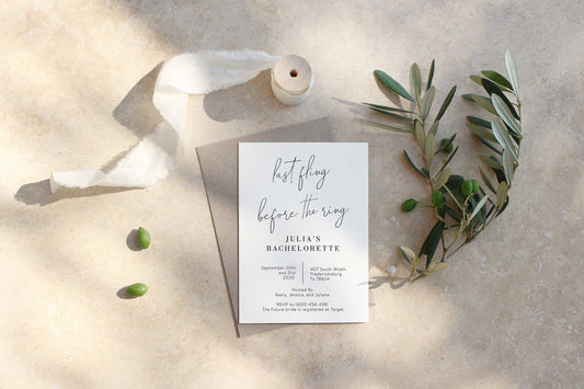 Minimalist Bachelorette Weekend Invite, DIY Editable Bachelorette Party Invitation Template, Instant Download, Bachelorette Party - Julia - SAVVY PAPER CO