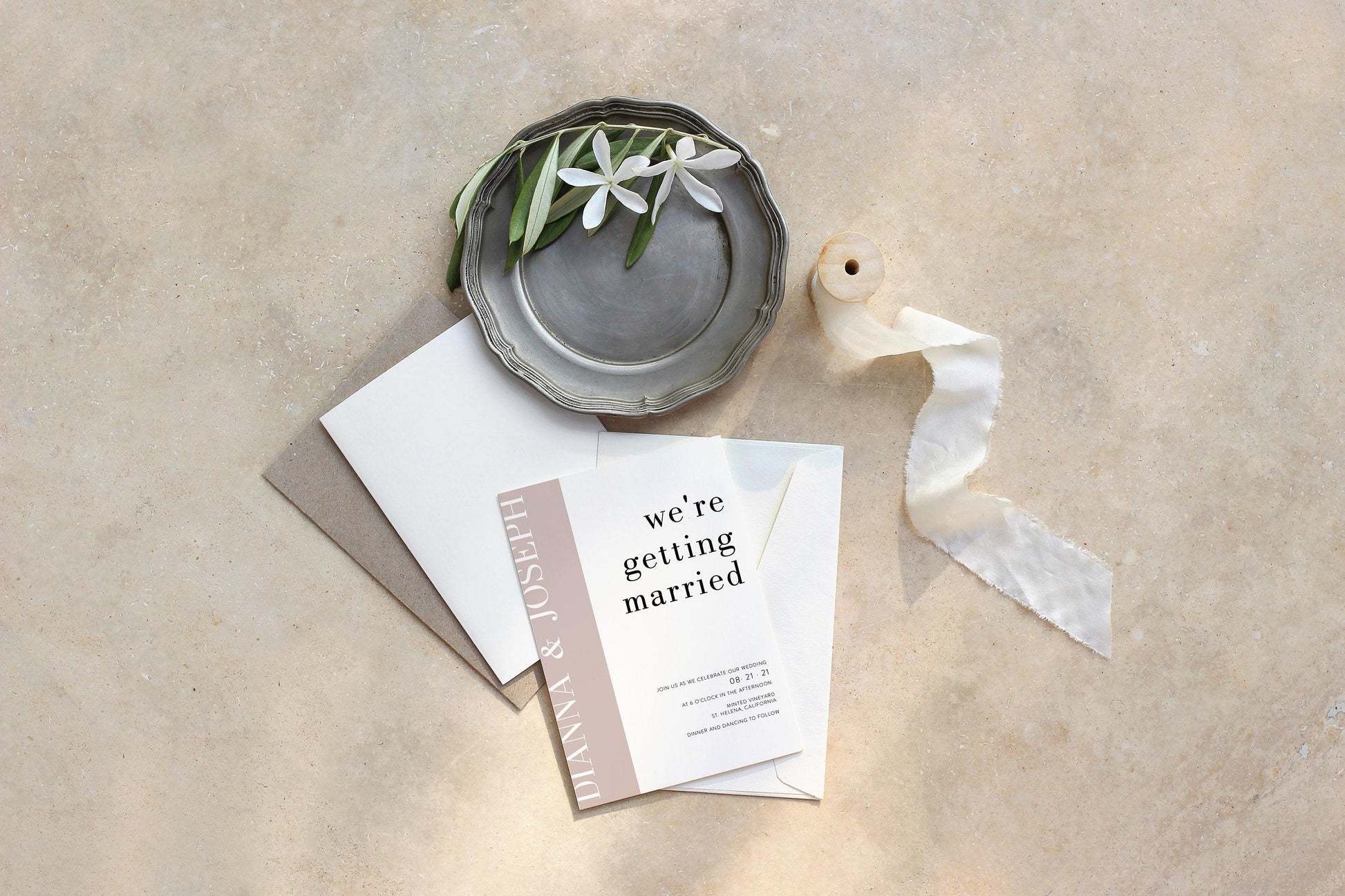 Minimalist Modern Wedding Invitation Template, Wedding Invitations, Printable DIY, Wedding Invitation Template Download - DIANA - SAVVY PAPER CO