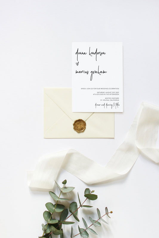 Minimalist Modern Wedding Invitation Template, Wedding Invitations, Printable DIY, Wedding Invitation Template Download - DONNA - SAVVY PAPER CO