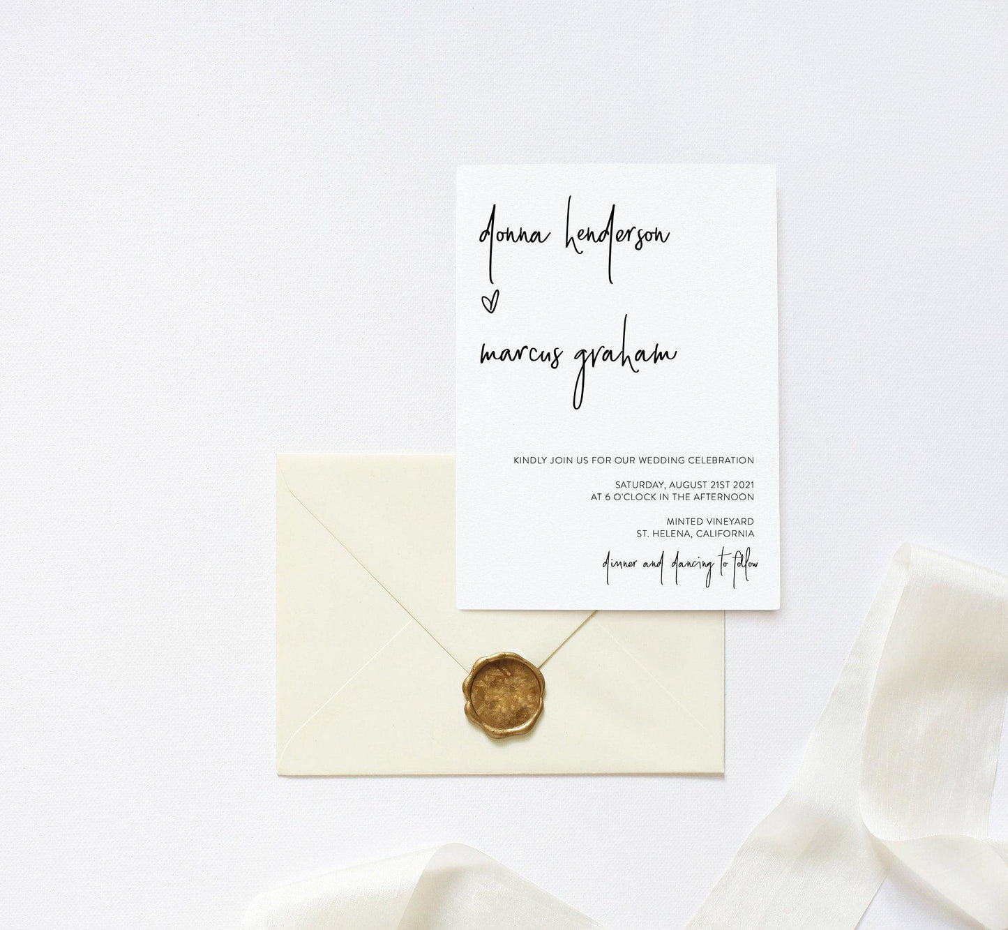 Minimalist Modern Wedding Invitation Template, Wedding Invitations, Printable DIY, Wedding Invitation Template Download - DONNA - SAVVY PAPER CO