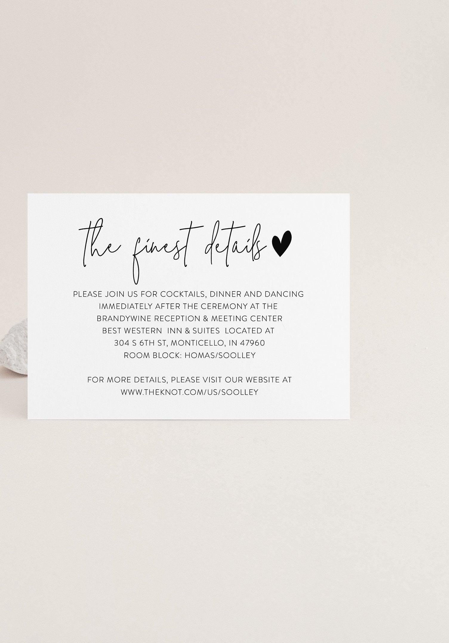 Minimalist Wedding Details Card Template, Instant Download Information Card Wedding Info Card Wedding - Gab - SAVVY PAPER CO