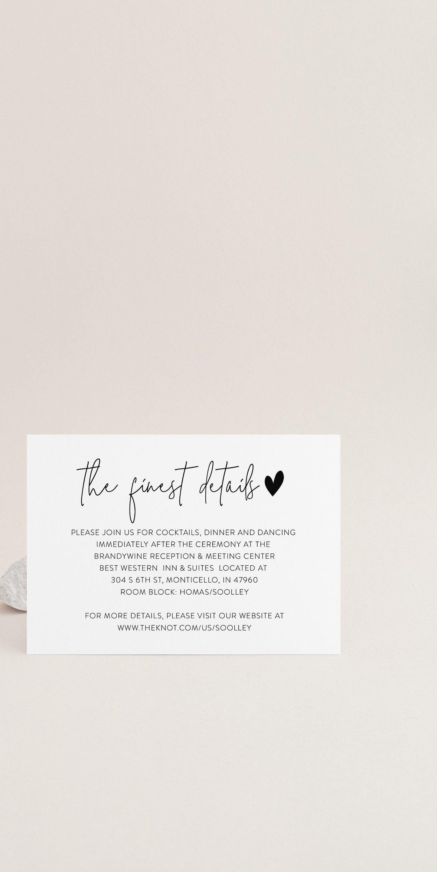 Minimalist Wedding Details Card Template, Instant Download Information Card Wedding Info Card Wedding - Gab - SAVVY PAPER CO