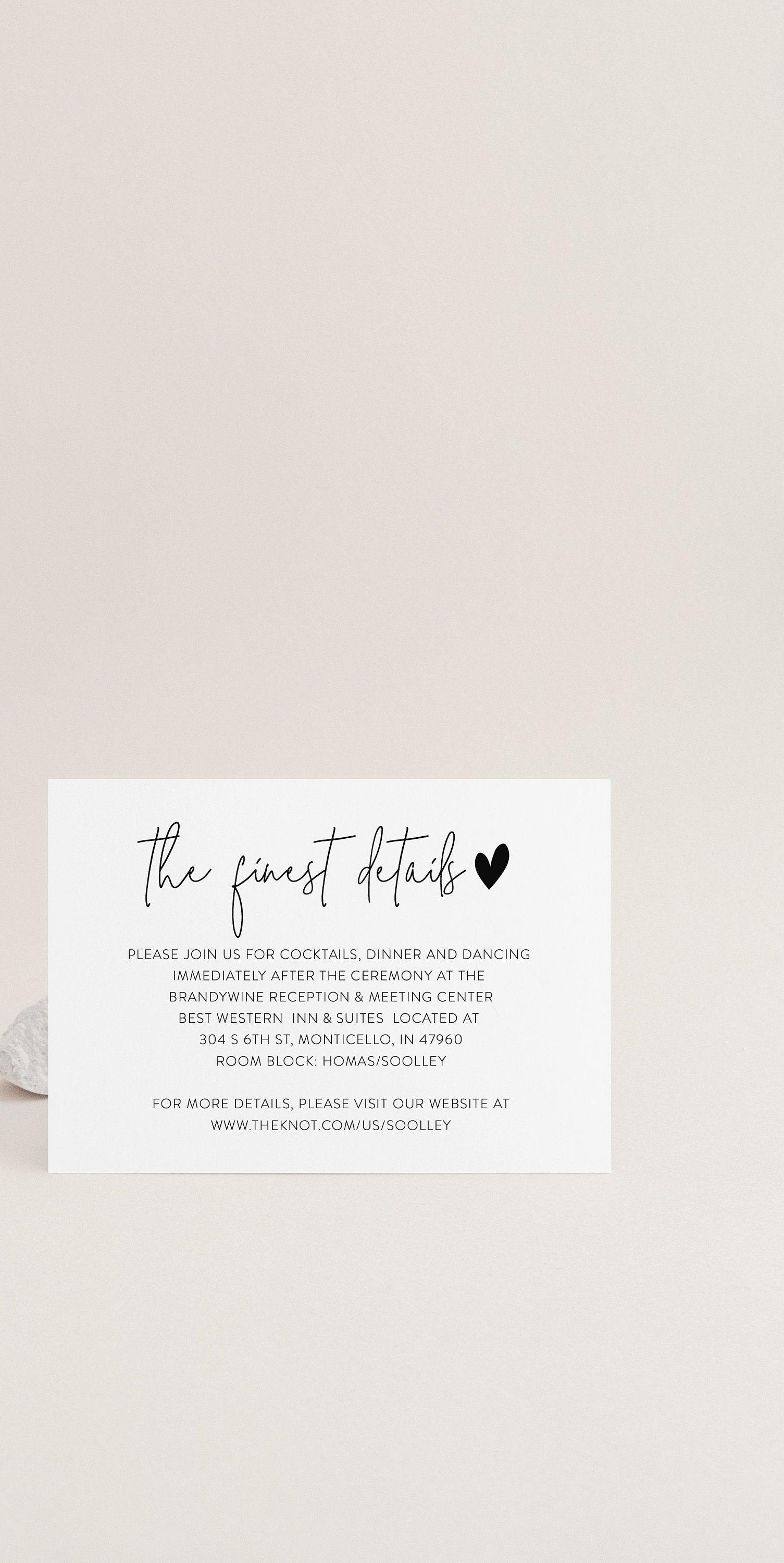 Minimalist Wedding Details Card Template, Instant Download Information Card Wedding Info Card Wedding - Gab - SAVVY PAPER CO