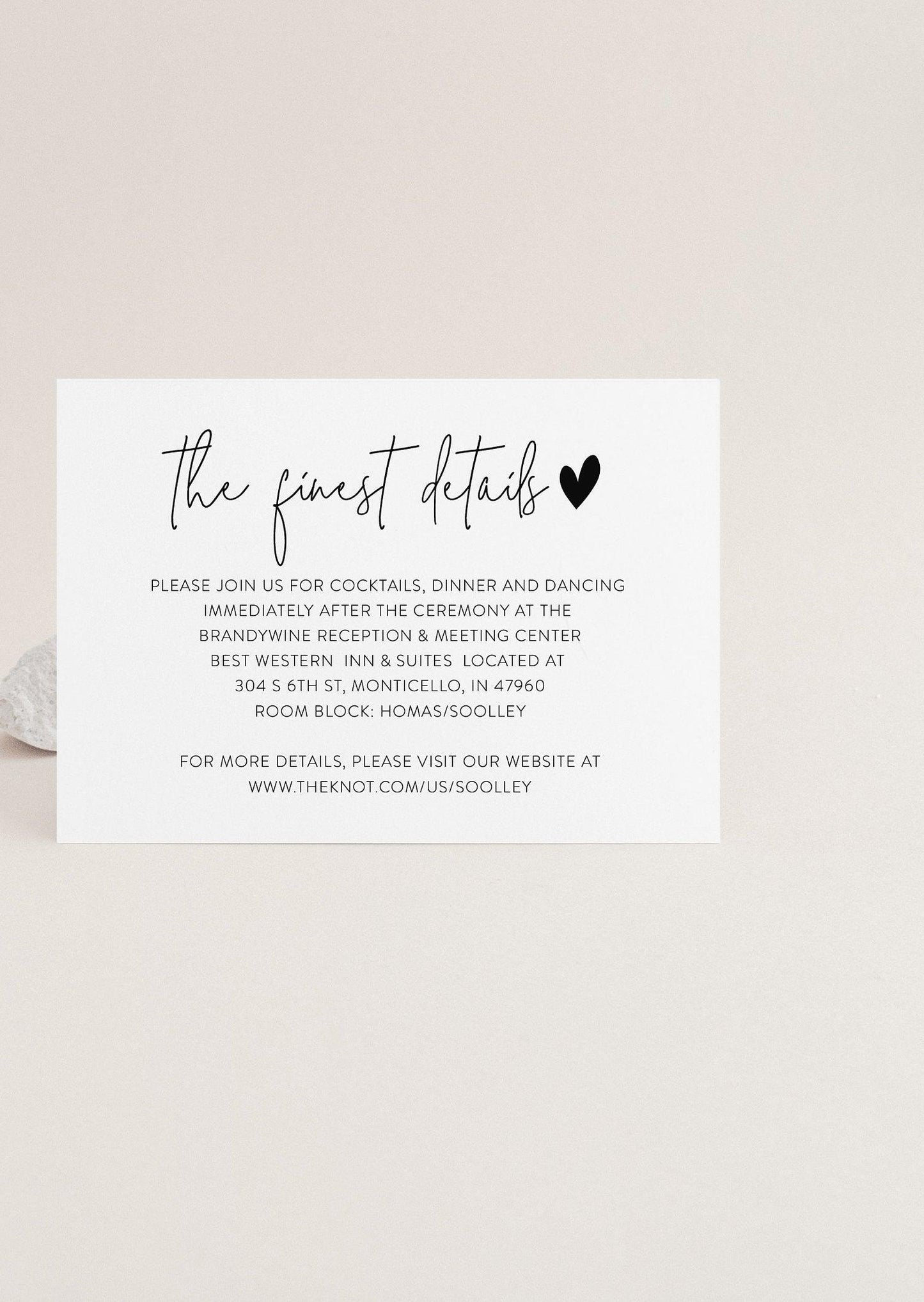 Minimalist Wedding Details Card Template, Instant Download Information Card Wedding Info Card Wedding - Gab - SAVVY PAPER CO