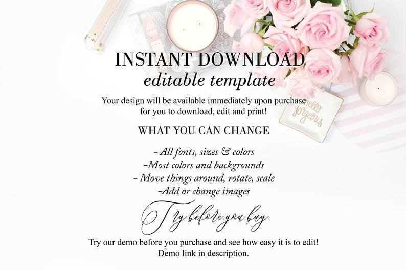 Minimalist Wedding Invitation Template, Printable Invite, Simple Wedding Invites Editable Wedding Invitations - GAB - SAVVY PAPER CO