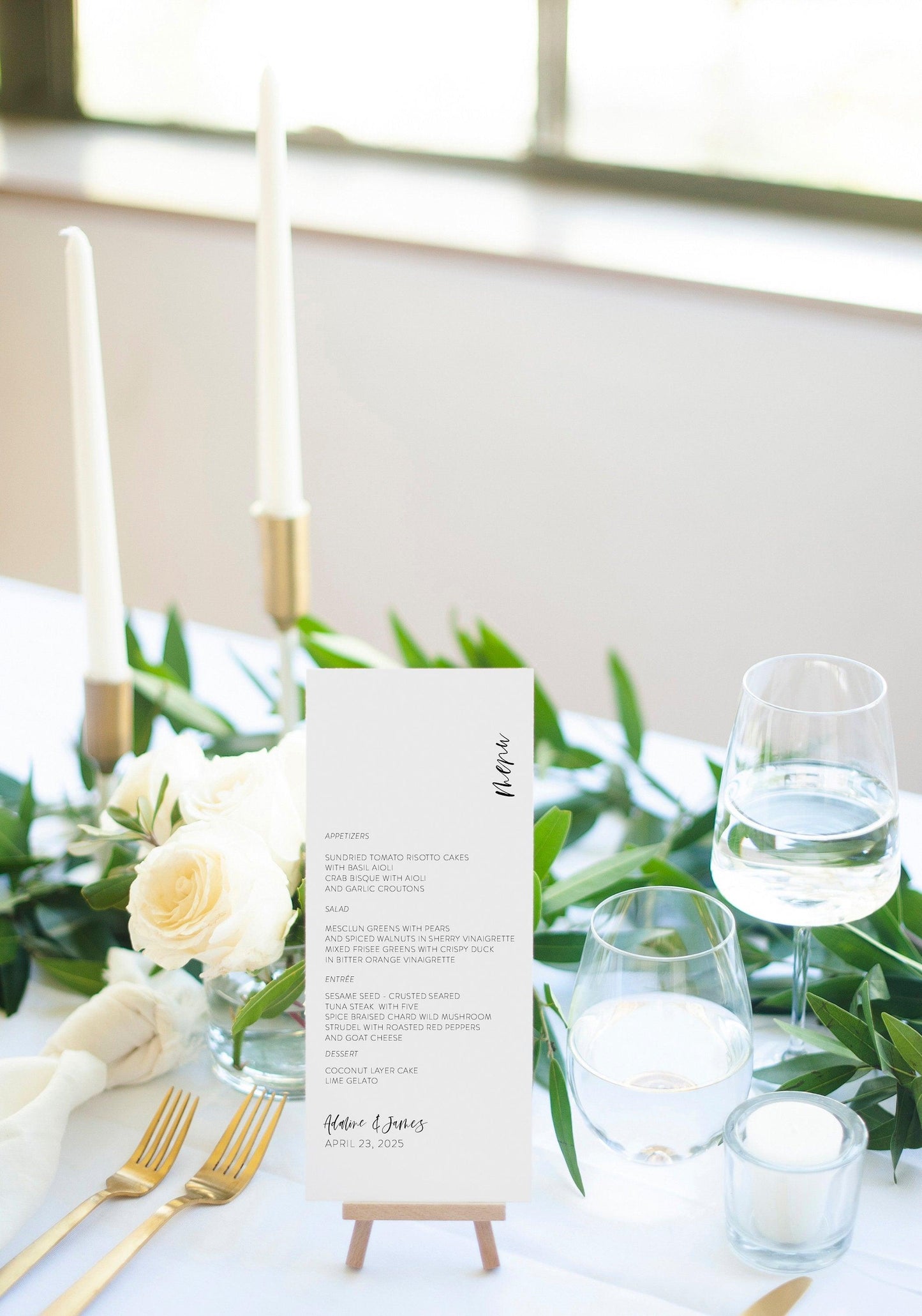 Minimalist Wedding Menu Printable Wedding Menu Template Printable Menu Card Instant Download Editable Templett - Eileen - SAVVY PAPER CO