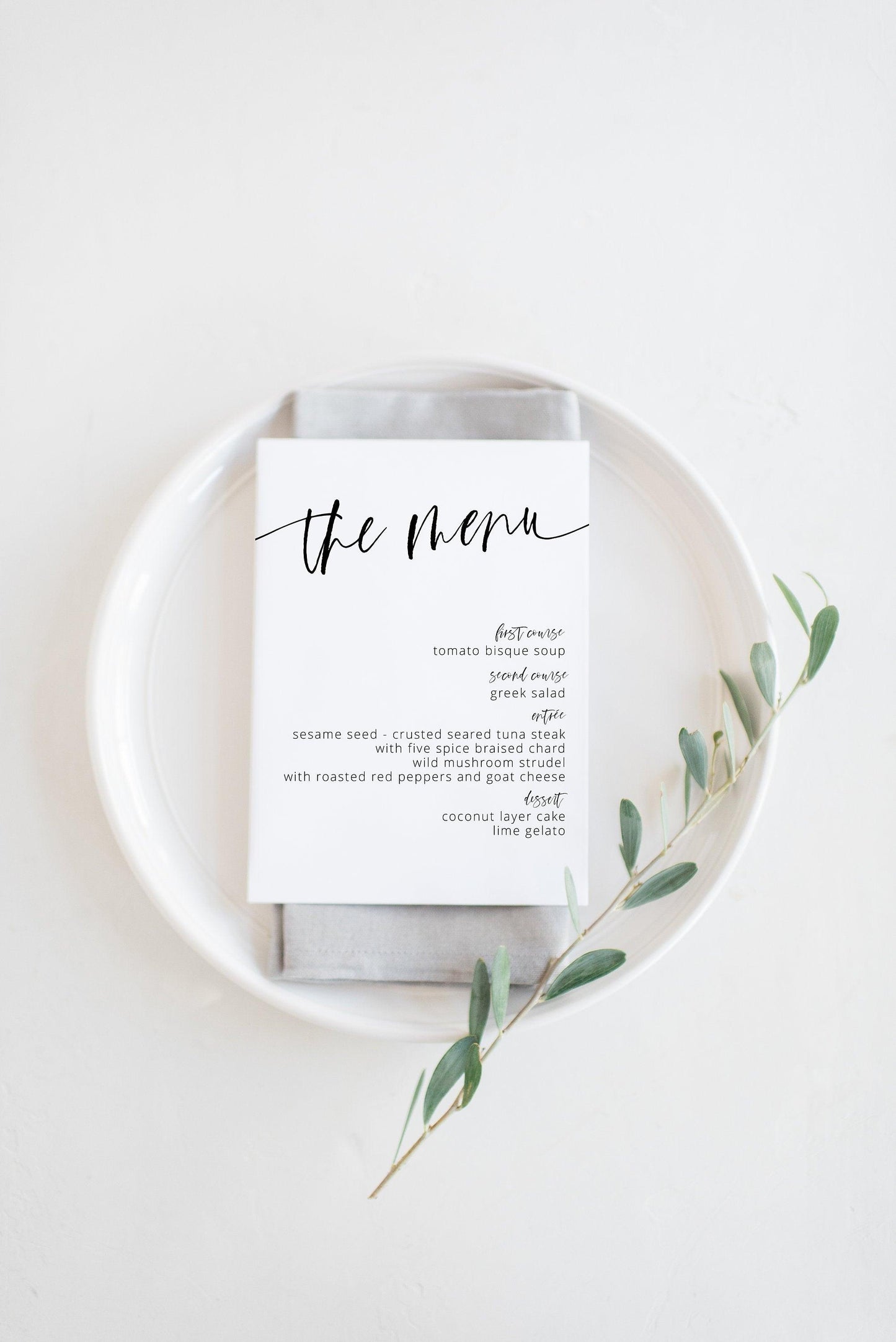 Minimalist Wedding Menu Printable Wedding Menu Template Printable Menu Card Instant Download Editable Templett - Eileen - SAVVY PAPER CO