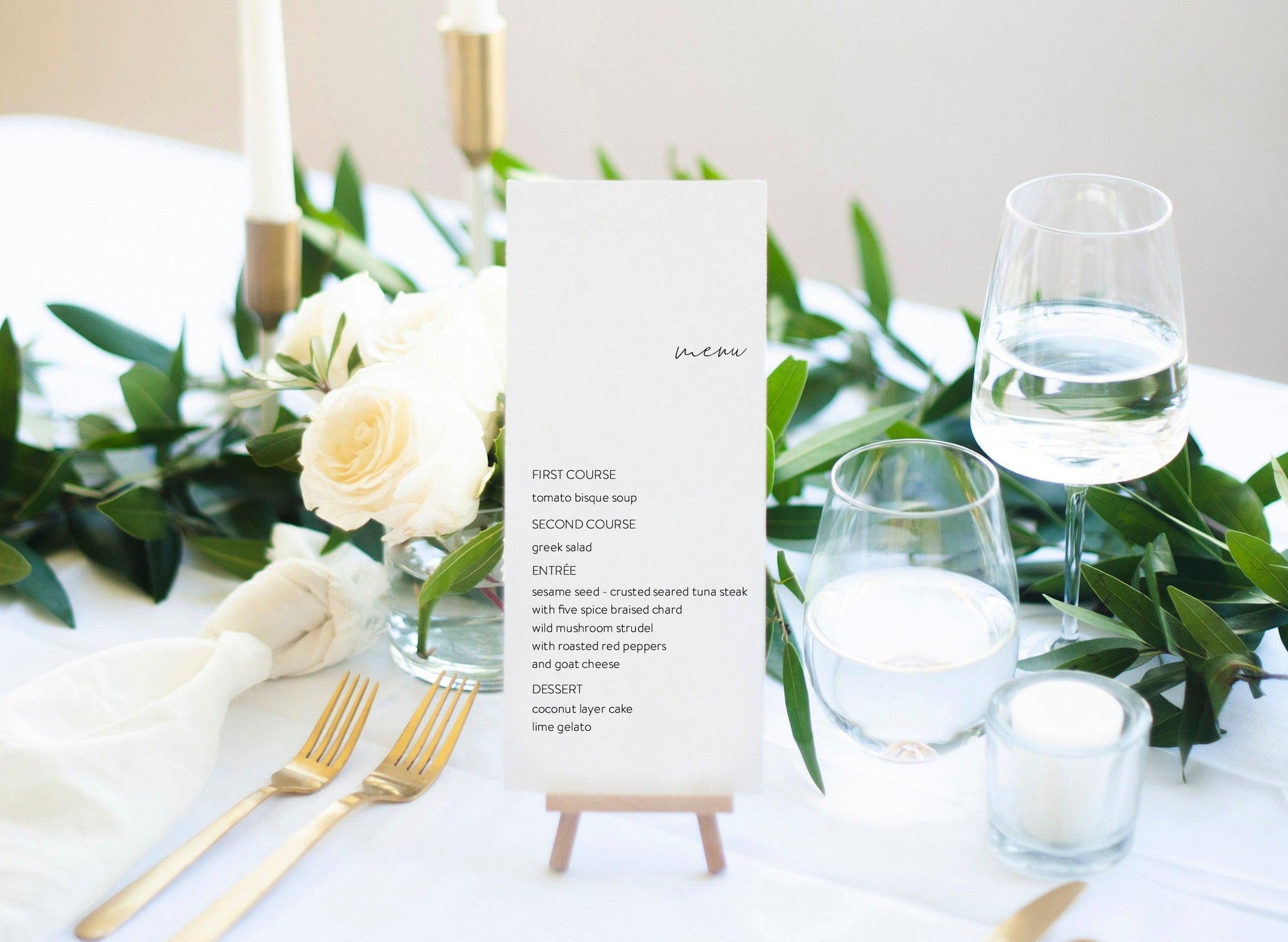 Minimalist Wedding Menu Template, Printable Wedding Menu, Instant Download, Editable with Templett - Julia - SAVVY PAPER CO
