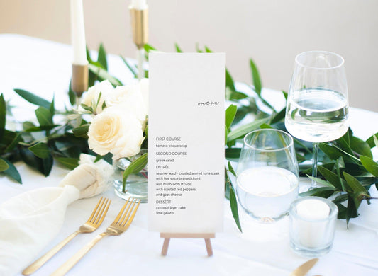 Minimalist Wedding Menu Template, Printable Wedding Menu, Instant Download, Editable with Templett - Julia - SAVVY PAPER CO