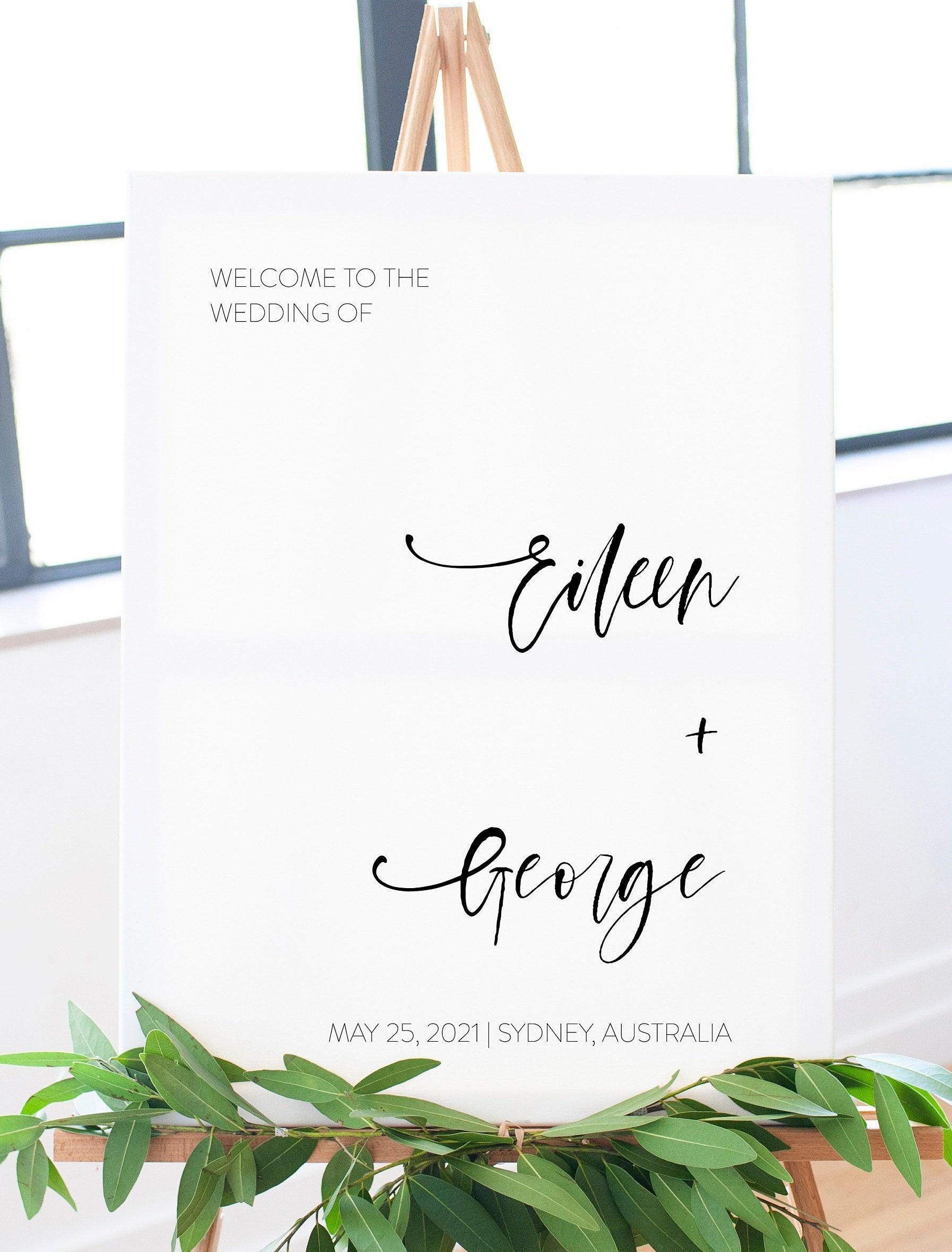 Minimalist Wedding Printable Welcome Sign, Simple Editable Template Minimal Instant Download - Eileen - SAVVY PAPER CO