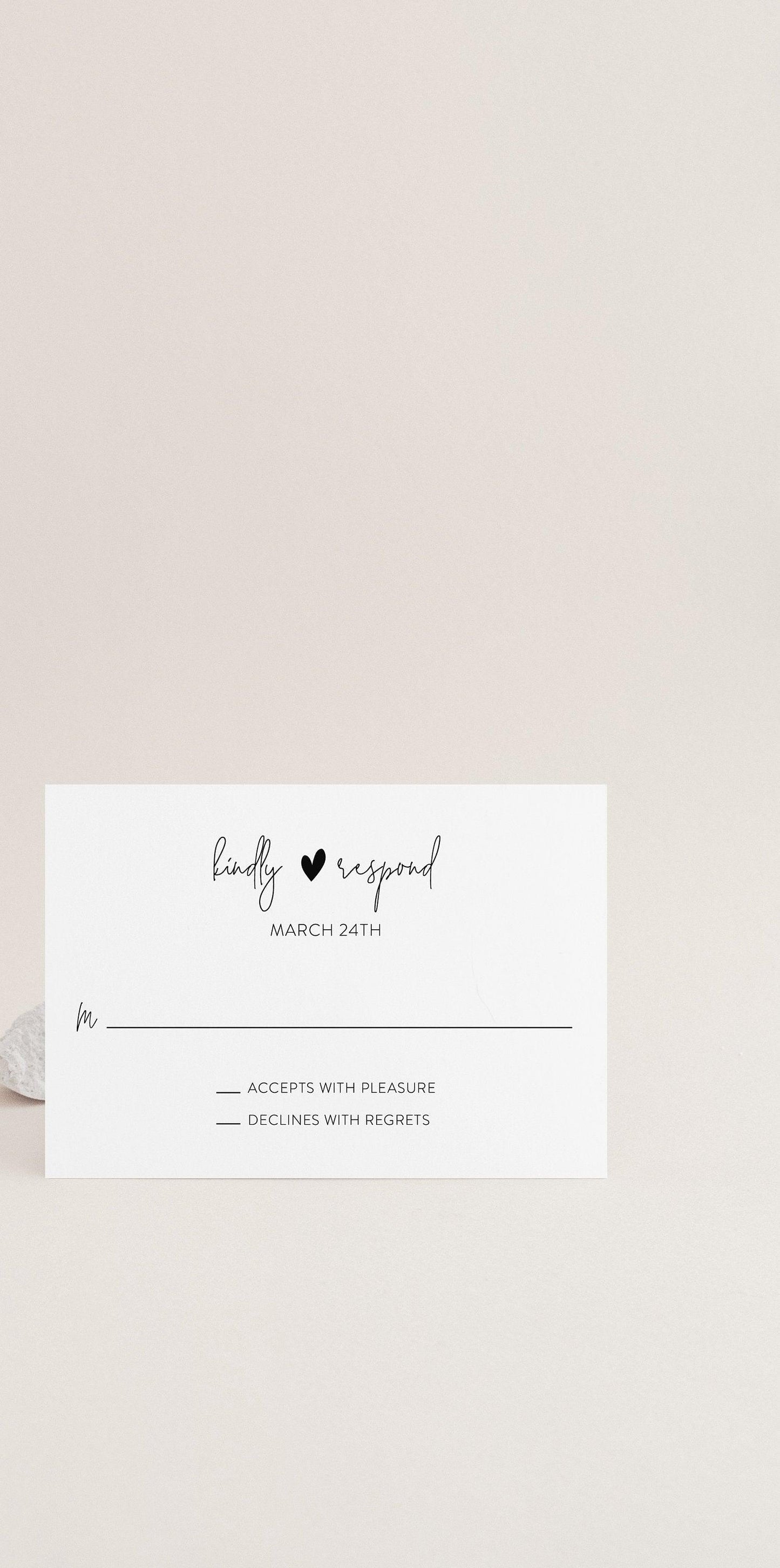 Minimalist Wedding RSVP Card Template, RSVP cards Response Card - Gab - SAVVY PAPER CO