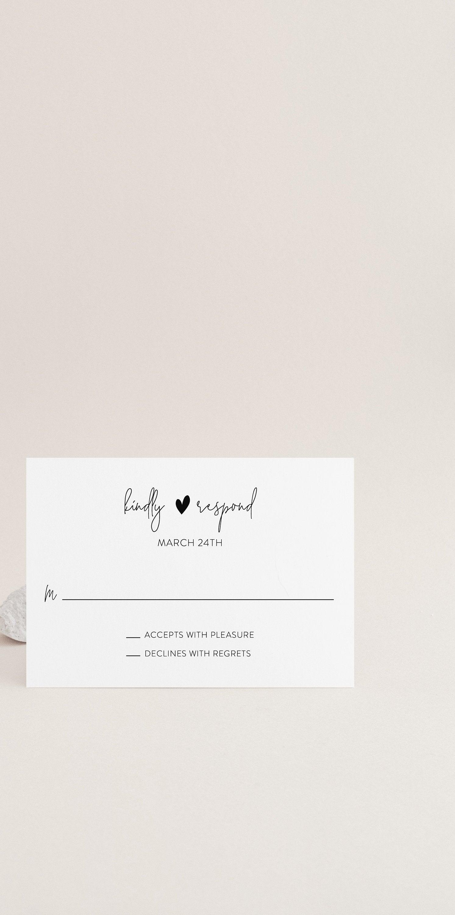 Minimalist Wedding RSVP Card Template, RSVP cards Response Card - Gab - SAVVY PAPER CO