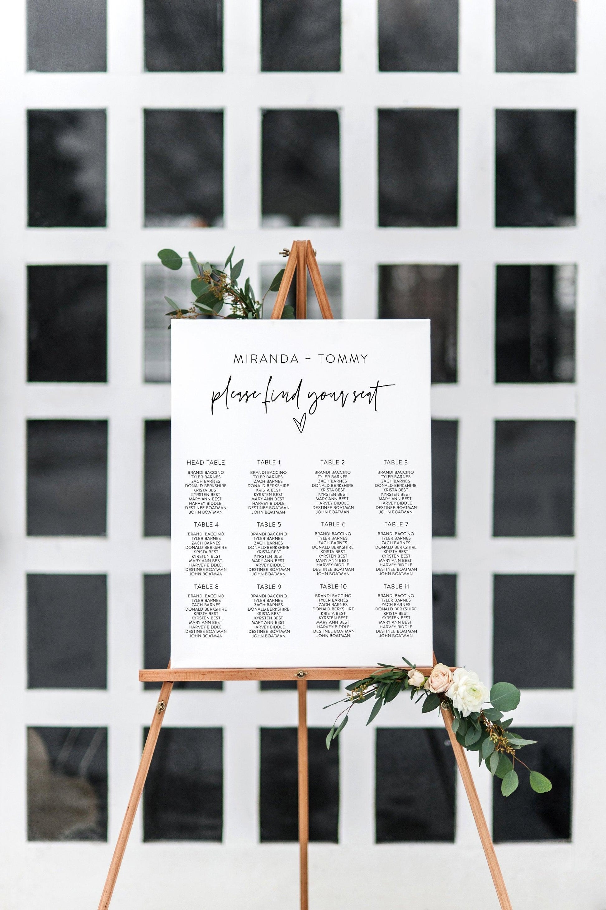 Minimalist Wedding Seating Chart Template, Alphabetical Seating Chart Wedding, Modern Seating Chart, Templett Seating - MIRA - SAVVY PAPER CO