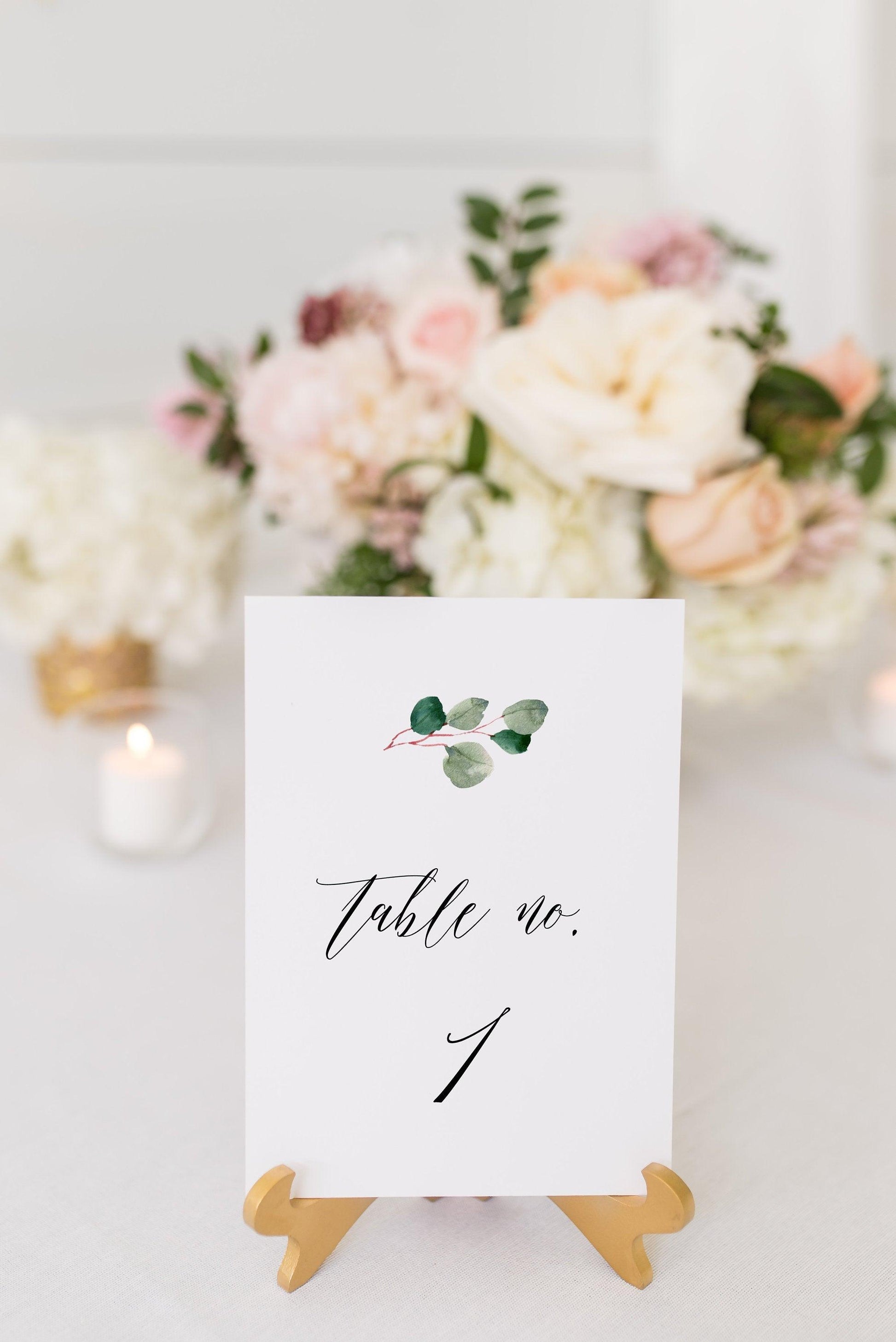 Minimalist Wedding Table Number Printable Numbers Printable Instant Download Templett Table Number Cards Greenery - Cora - SAVVY PAPER CO