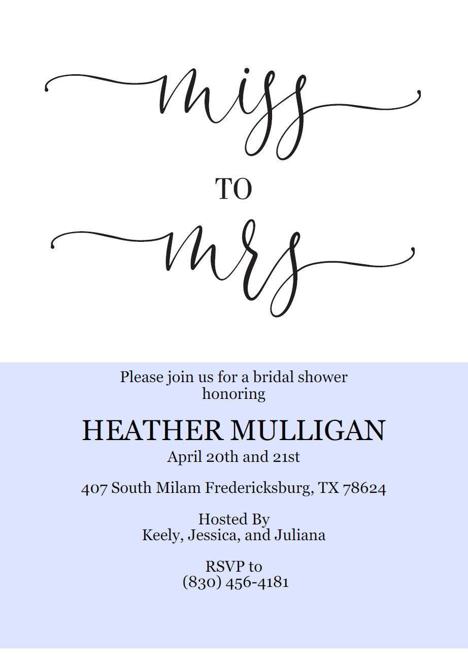 Miss to Mrs Bridal Shower Invitation Instant Download Printable Editable Template DIY Bridal Shower Invite Heart - Heather - SAVVY PAPER CO
