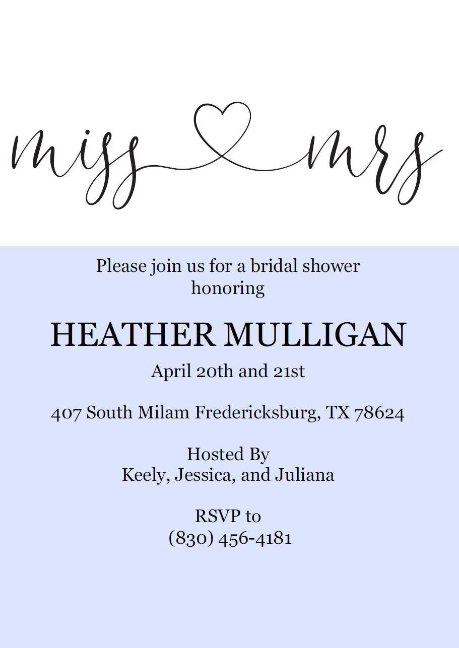 Miss to Mrs Bridal Shower Invitation Instant Download Printable Editable Template DIY Bridal Shower Invite - Heather - SAVVY PAPER CO