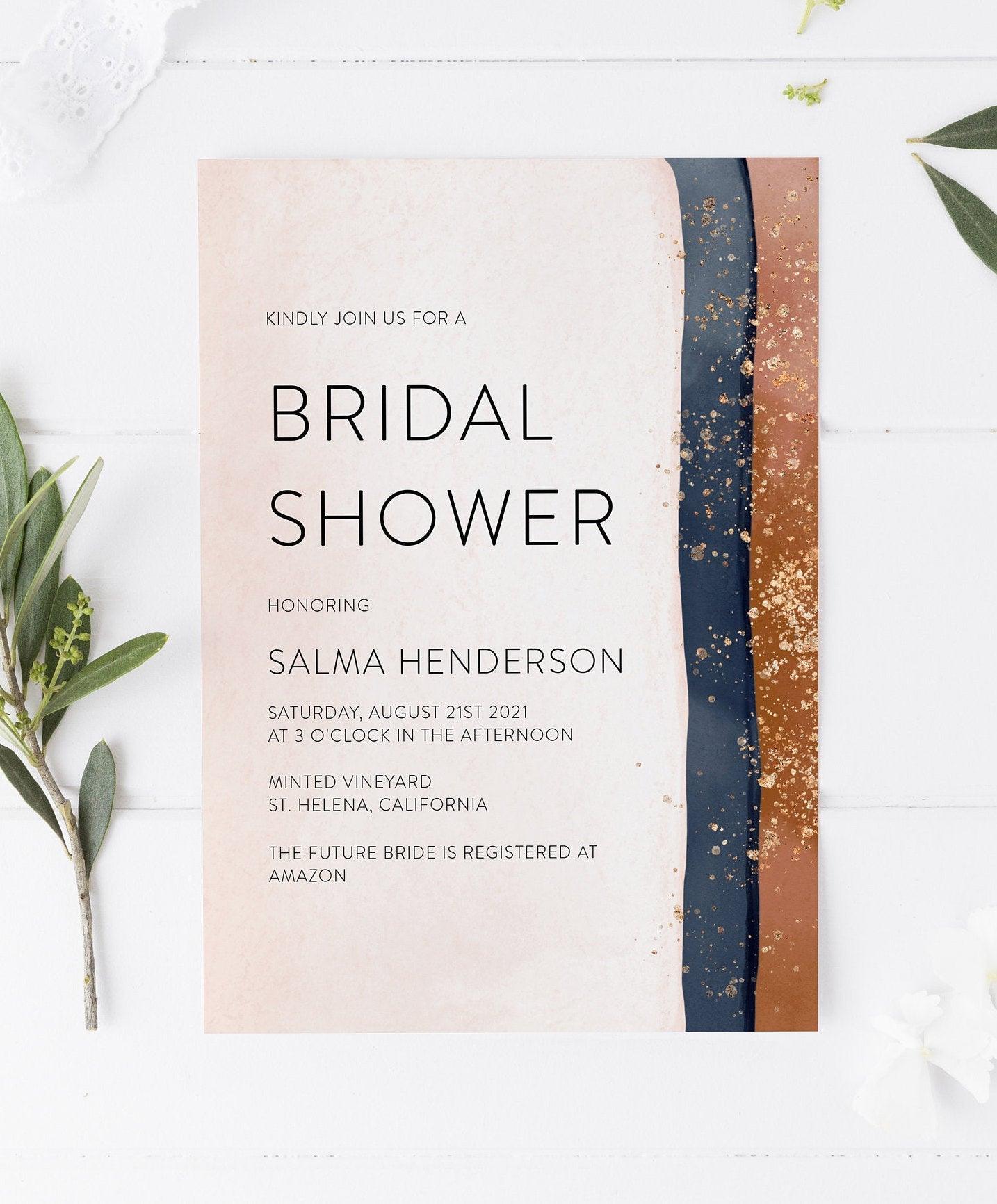 Modern Abstract Bridal Shower Invitation, DIY Editable Invite Template Instant Download Invites - Salma - SAVVY PAPER CO