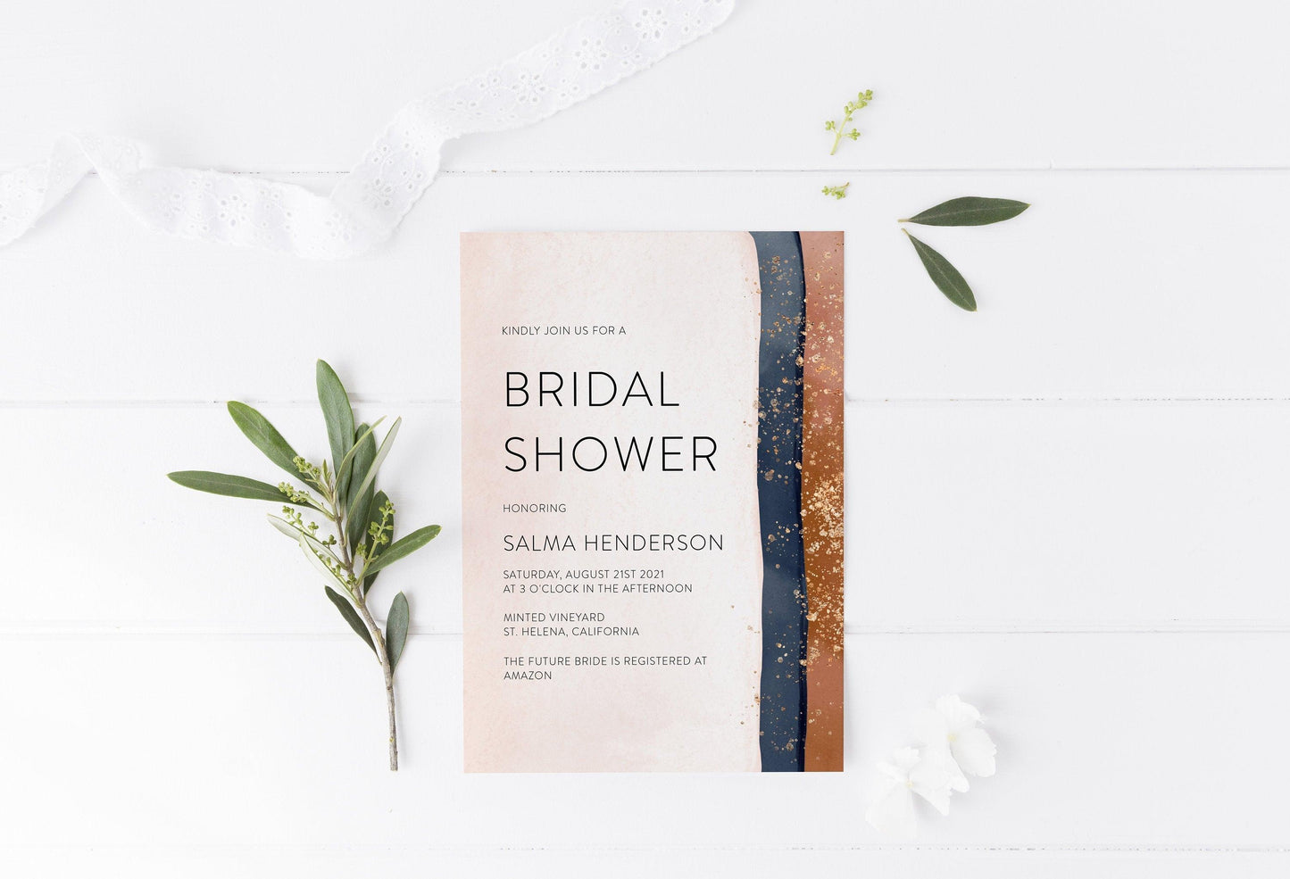 Modern Abstract Bridal Shower Invitation, DIY Editable Invite Template Instant Download Invites - Salma - SAVVY PAPER CO