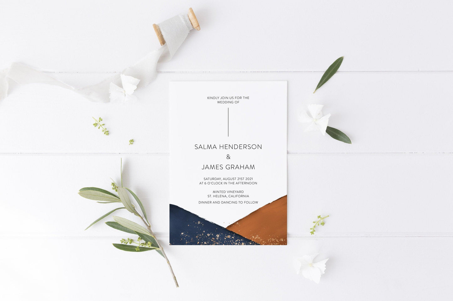 Modern Abstract Wedding Invitation Template Instant Download Templett Printable Wedding Editable - Salma - SAVVY PAPER CO