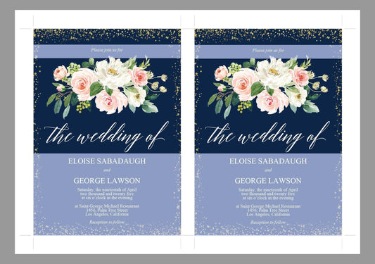 Navy Blue Floral Wedding Invitation Editable Template, Printable DIY Instant Download Invites, Digital Download Invitations-Eloise - SAVVY PAPER CO