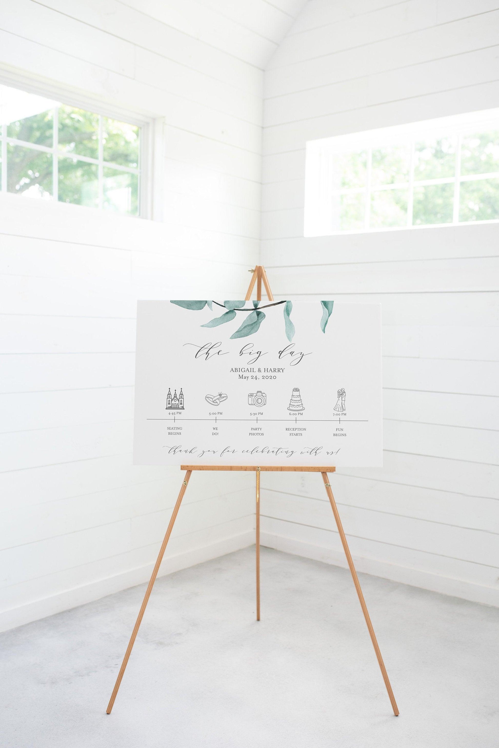 Order of Events Sign Template Greenery Wedding Itinerary Sign Timeline Sign Printable Greenery - Abi - SAVVY PAPER CO
