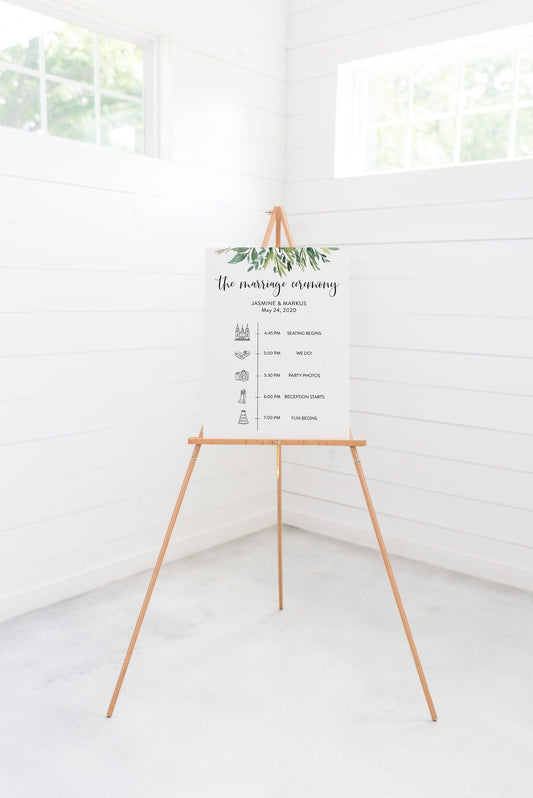 Order of Events Sign Template Wedding Itinerary Sign Timeline Sign Printable Greenery - Jasmine