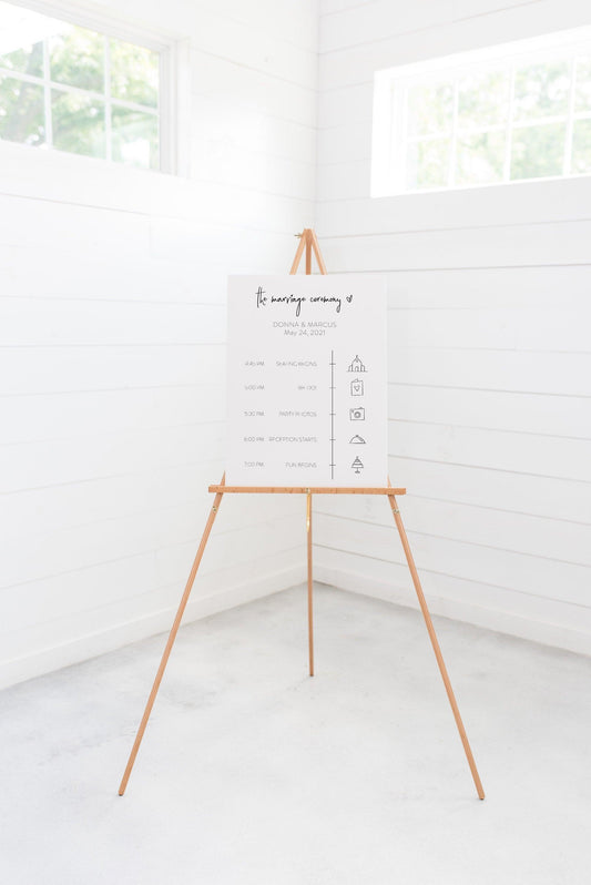 Order of Events Sign Template Wedding Itinerary Sign Timeline Sign Printable Minimalist - DONNA - SAVVY PAPER CO