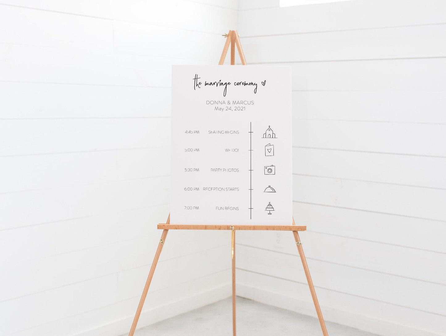 Order of Events Sign Template Wedding Itinerary Sign Timeline Sign Printable Minimalist - DONNA - SAVVY PAPER CO