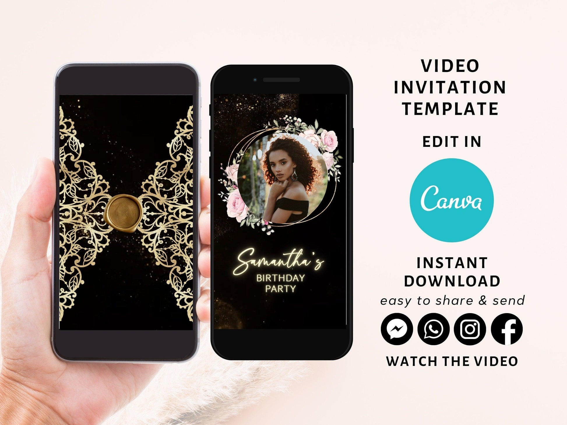 Photo Birthday Invitation, Any Age Editable Invite Template, Electronic Birthday Invite, Dripping Digital Evite, Instant Download, Laser cut - SAVVY PAPER CO